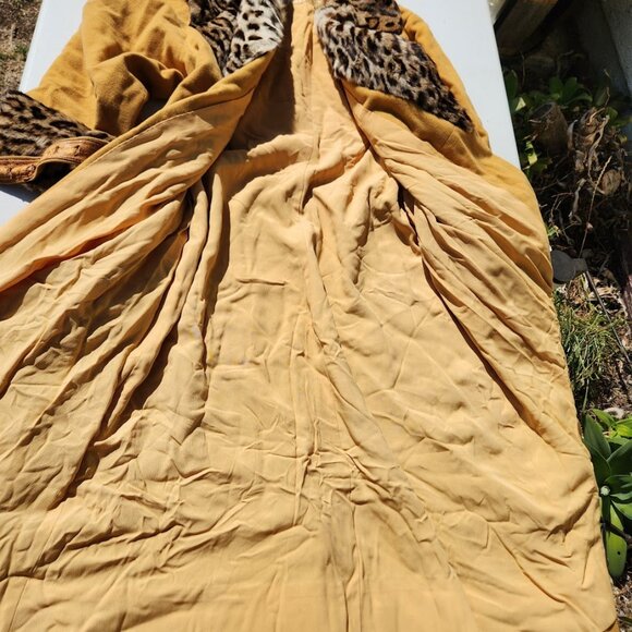 VINTAGE I. Magnin & Co. Cheetah Print Fur Mink Trench Coat Jacket Size M - Picture 10 of 16